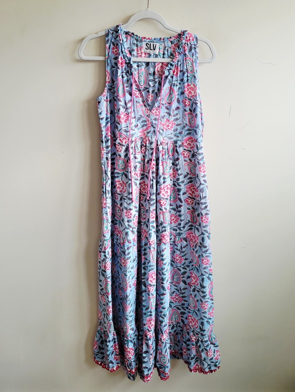 SLV Sur La Vague Floral Block Print‎ Midi Dress